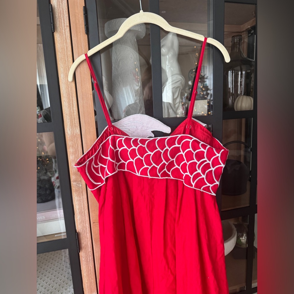 Koi Fish Embroidered Asymmetrical Maxi Dress midi tropical - Picture 8 of 11